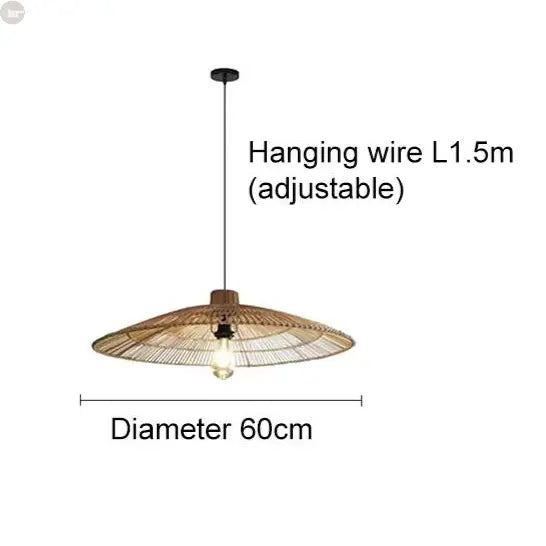 Vintage LED Pendant Light Nordic Umbrella Handmade Rattan Lamp for Living Room Bedroom Hall Dining Rom Table Living Room Lustre Brownstick