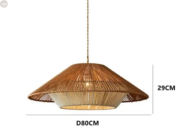 Vintage Wabi-Sabi Hemp Rope Rattan Weaving LED Chandelier Brownstick