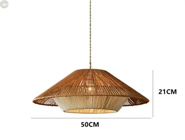 Vintage Wabi-Sabi Hemp Rope Rattan Weaving LED Chandelier Brownstick