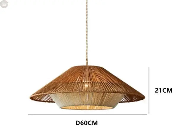 Vintage Wabi-Sabi Hemp Rope Rattan Weaving LED Chandelier Brownstick