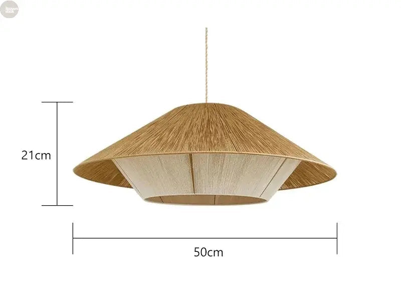 Vintage Wabi-Sabi Hemp Rope Rattan Weaving LED Chandelier Brownstick