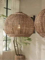 Wabi-Sabi Handmade Rattan Pendant Light – Modern Natural Wicker Lamp Brownstick