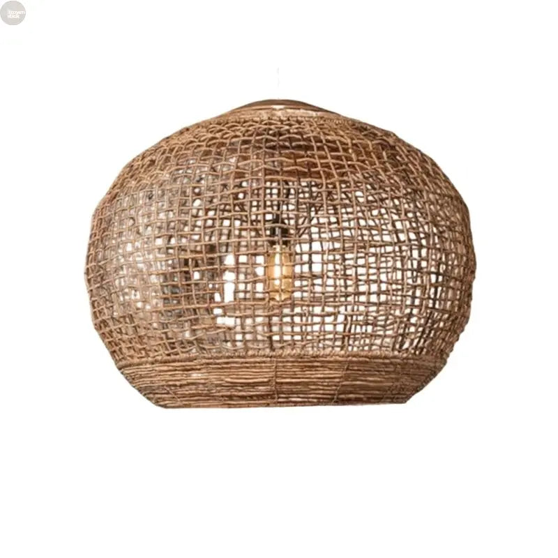Wabi-Sabi Handmade Rattan Pendant Light – Modern Natural Wicker Lamp Brownstick
