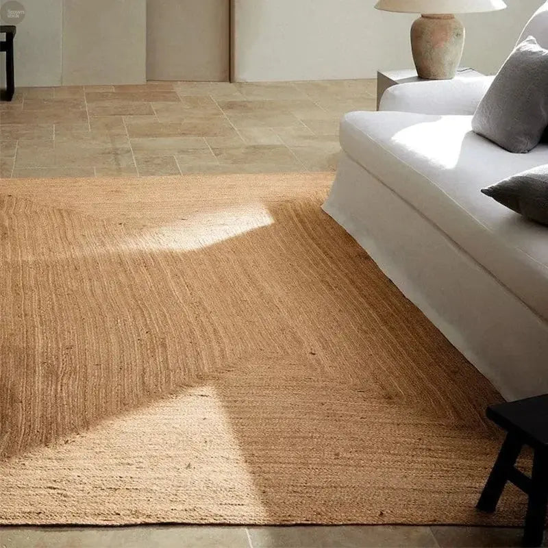 Wabi-Sabi Style Natural Jute Hand-Woven Living Room Carpet Brownstick