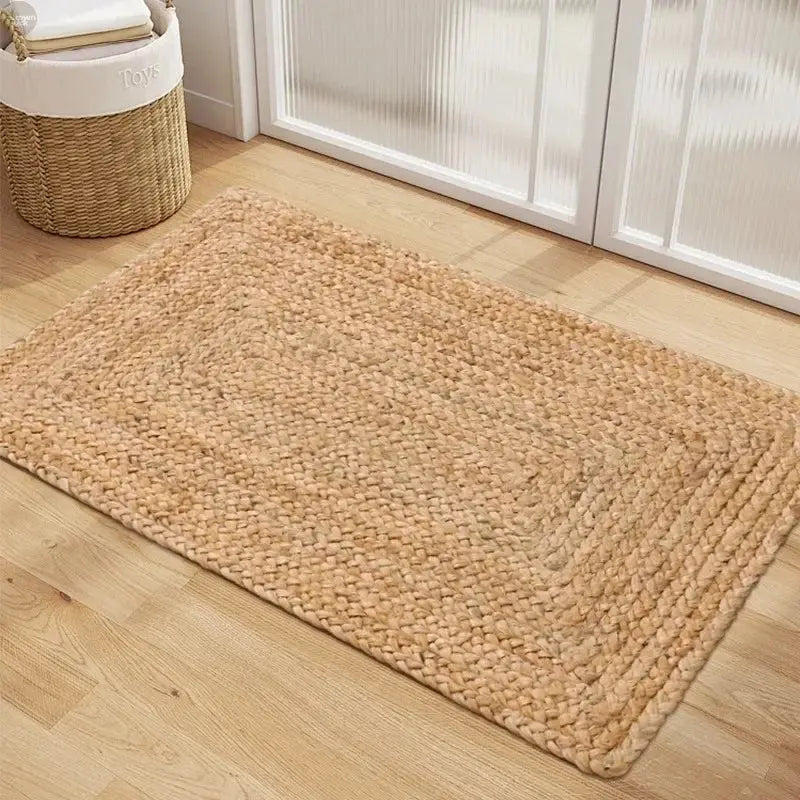 Wabi-Sabi Style Natural Jute Hand-Woven Living Room Carpet Brownstick