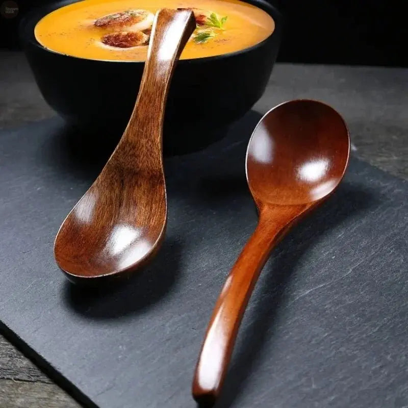 Wooden Spoon Set - Long & Short Handles for Cooking & Serving - Brownstick