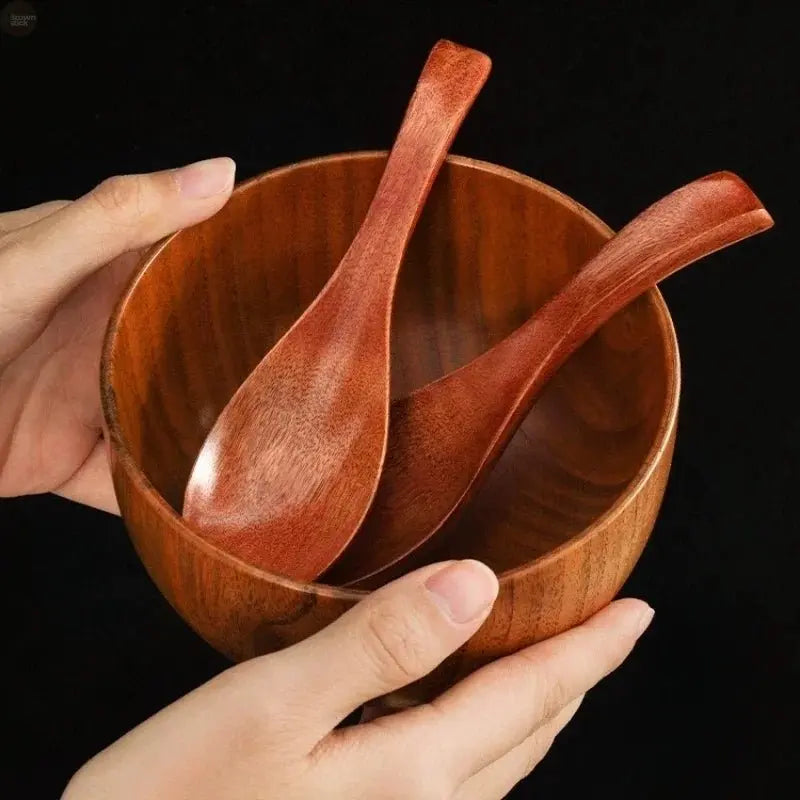 Wooden Spoon Set - Long & Short Handles for Cooking & Serving - Brownstick
