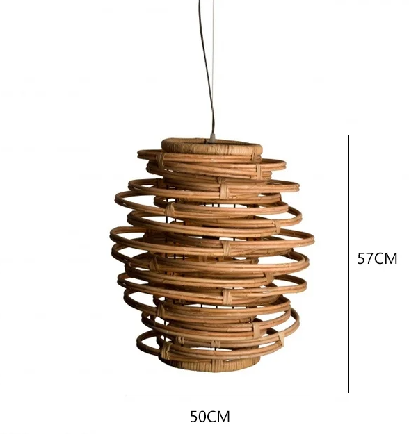 Modern Japanese Wicker Pendant Light – Rattan LED Chandelier Brownstick