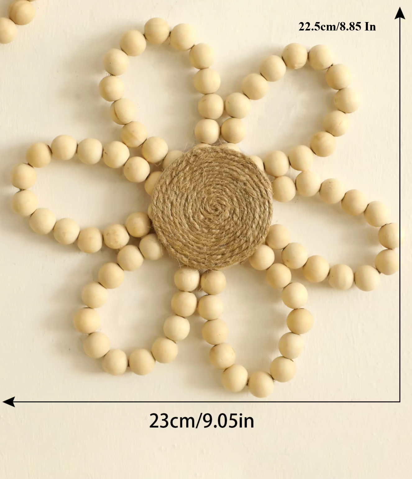 Wooden Daisy Flower Wall Hanging – Boho Beaded Home Decor Brownstick