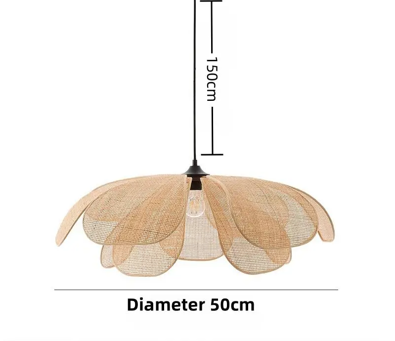 Rattan Ceiling Pendant Light – Handwoven Boho Lamp Brownstick