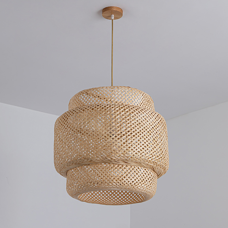 Bamboo 30cm Handwoven Rattan Lantern Pendant Lamp Brownstick