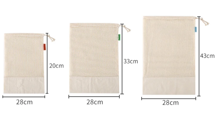 Reusable Cotton Produce Bags – Washable Eco Net Bags Brownstick