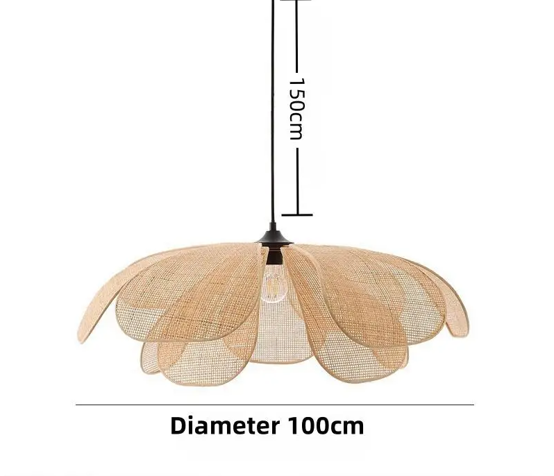 Rattan Ceiling Pendant Light – Handwoven Boho Lamp Brownstick