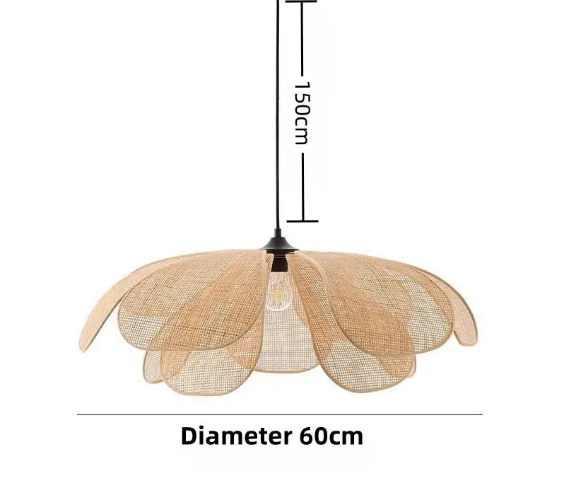 Rattan Ceiling Pendant Light – Handwoven Boho Lamp Brownstick