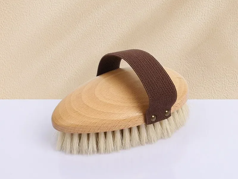 Ebony Wood Body Massage Brush – Natural Bristle Dry Skin Brush