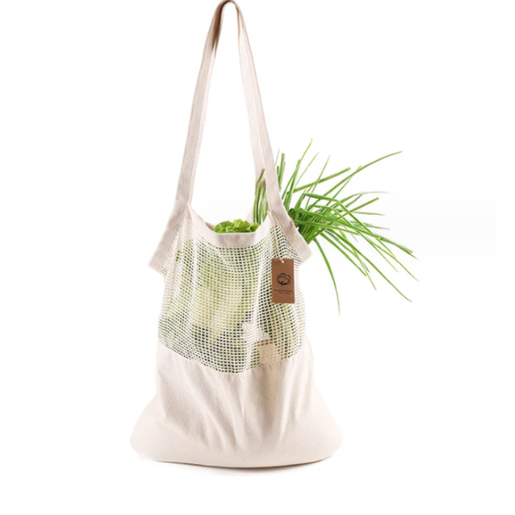 Cotton Mesh Shopping Tote Bag – Large Reusable Eco Bag Brownstick